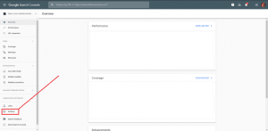 Image of Google Search console menu