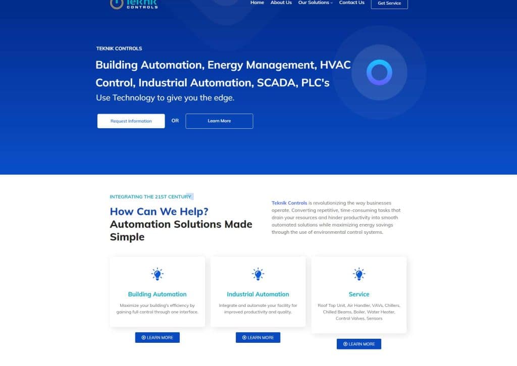 image of a automation company website design