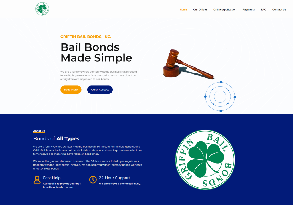 image of a bail bond company website design