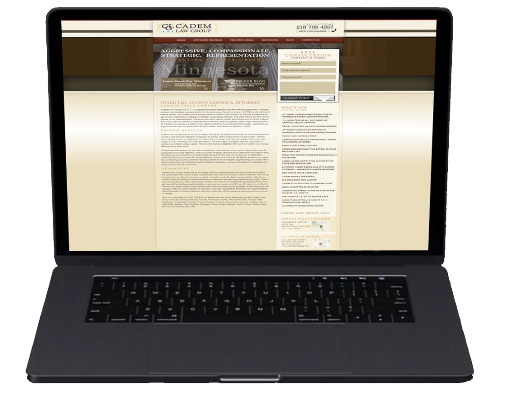 Laptop displaying an attorney website