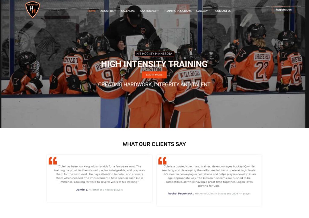 image of an sports team website design